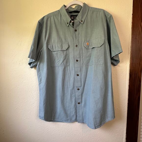 Carhartt Denim Relaxed Fit Casual Button Down Shirt Size Large - slight flaw - Picture 1 of 9